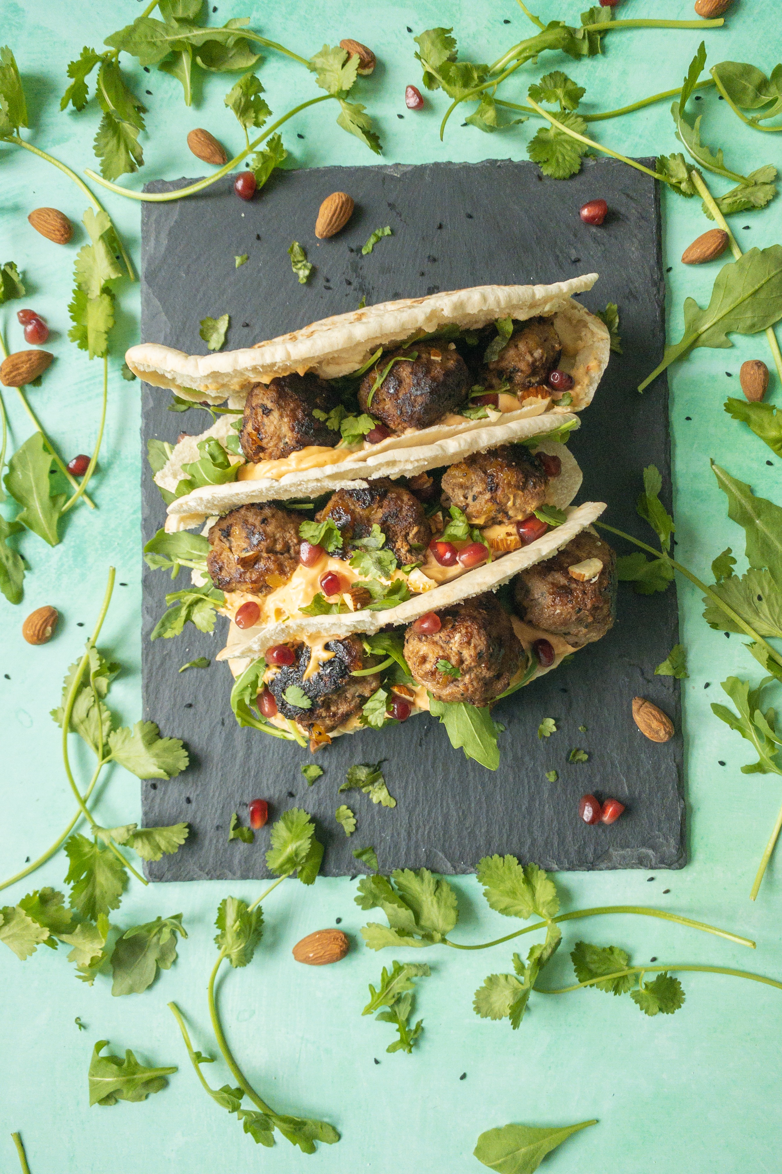 Moroccan Lamb Meatballs in Pitta